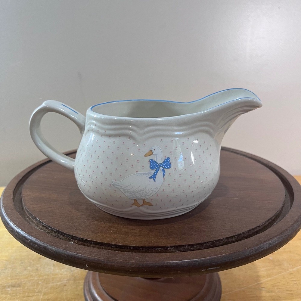 Tienshan Country Goose Creamer Pitcher Aunt Rhody White Excellent Vtg Stoneware